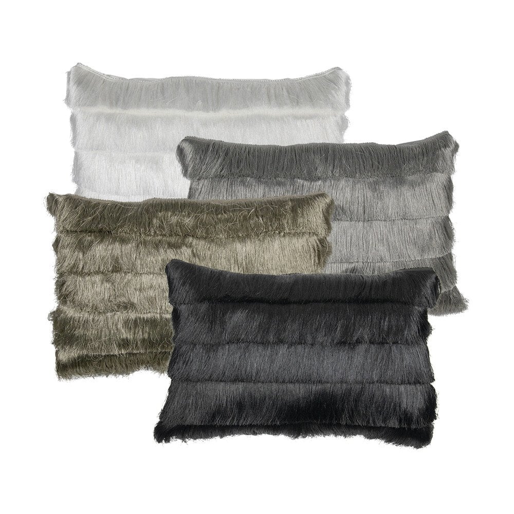 Silbernes Kissen mit Fransen – 40×60 cm
