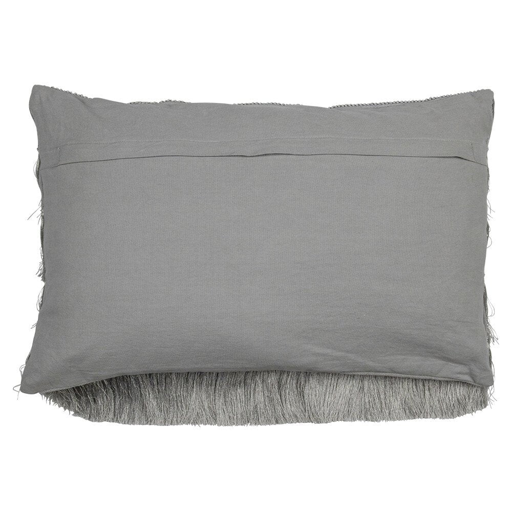 Silbernes Kissen mit Fransen – 40×60 cm