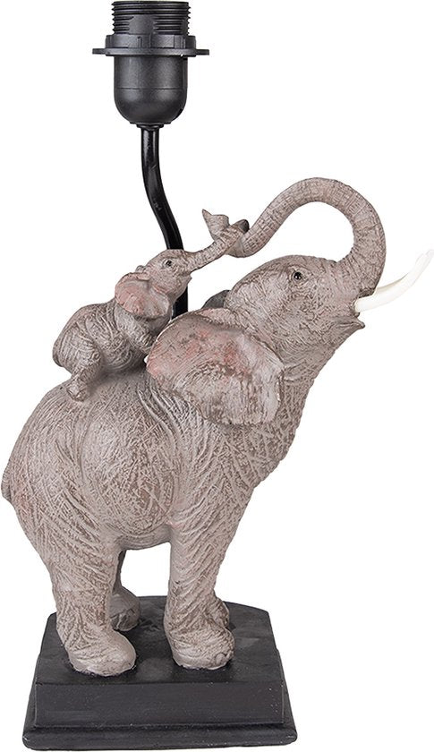Tafellamp met moeder en baby olifant van Clayre & Eef – 36 cm