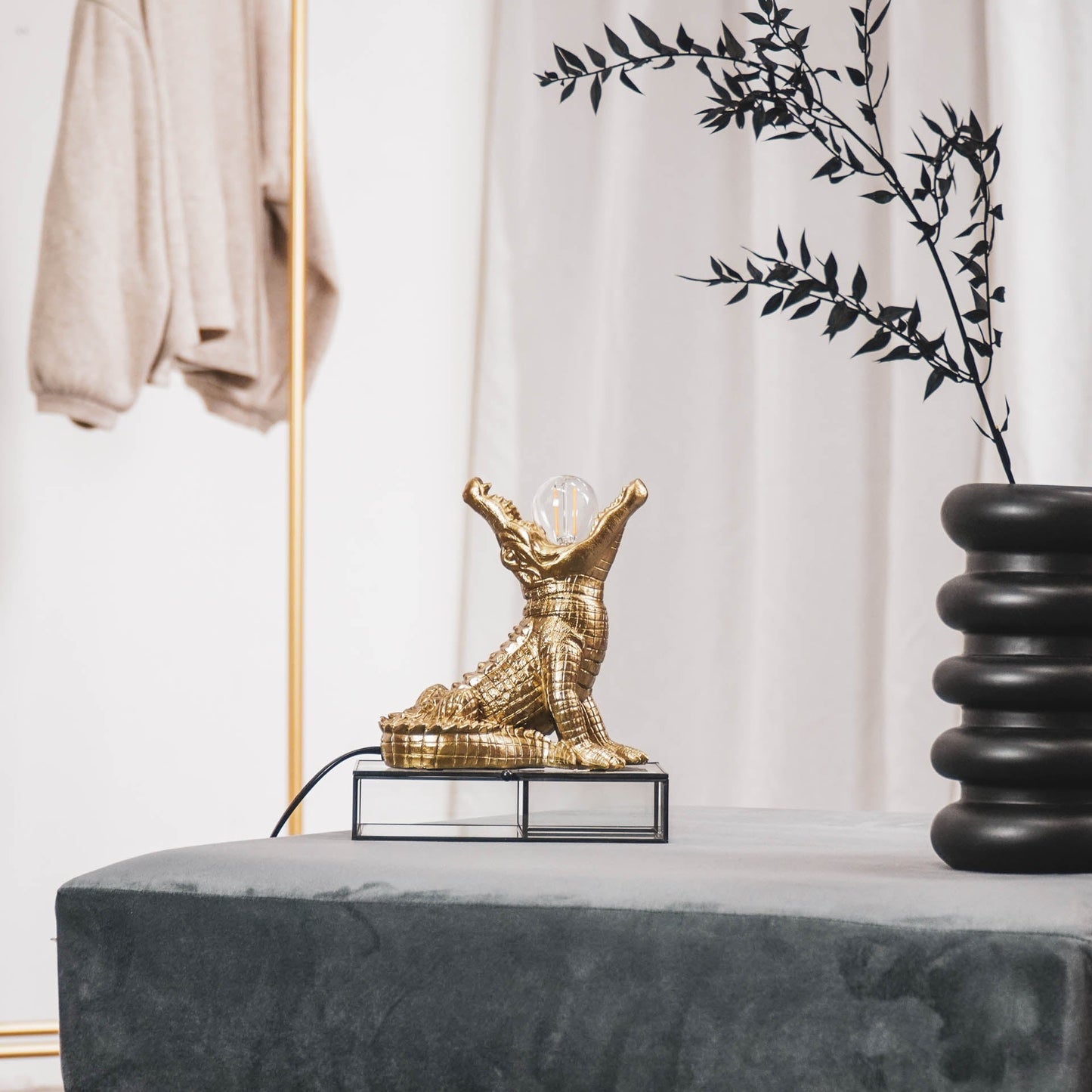 Golden Table Lamp Crocodile