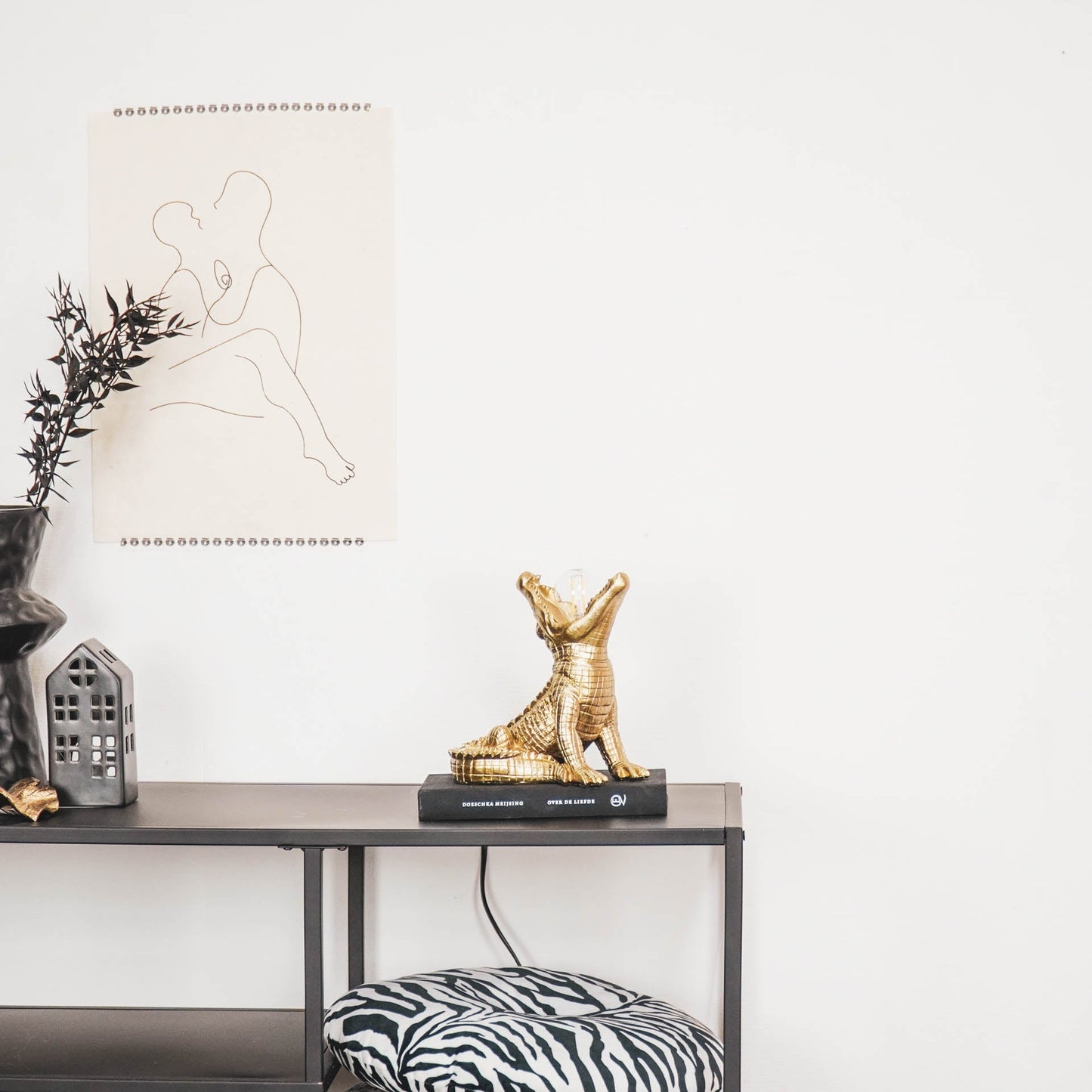 Golden Table Lamp Crocodile