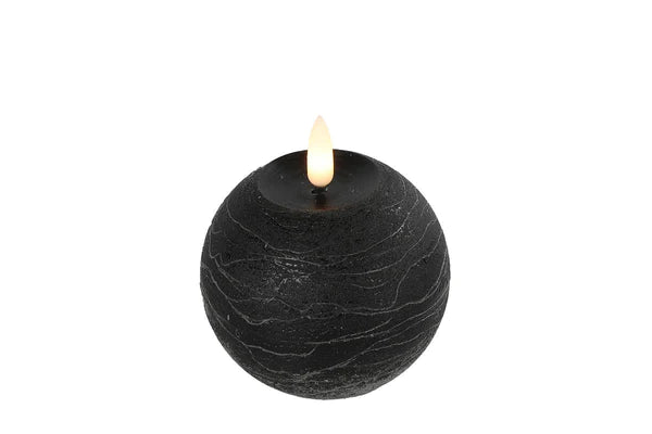 Zwarte LED bolkaars Ø8 cm met wax en timer – Krokomingo
