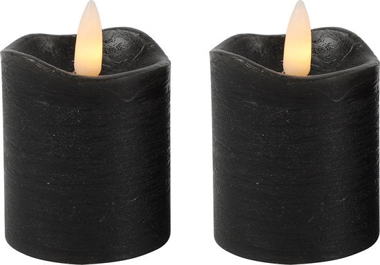Zwarte LED stompkaarsen set van 2 met wax en timerfunctie – Krokomingo