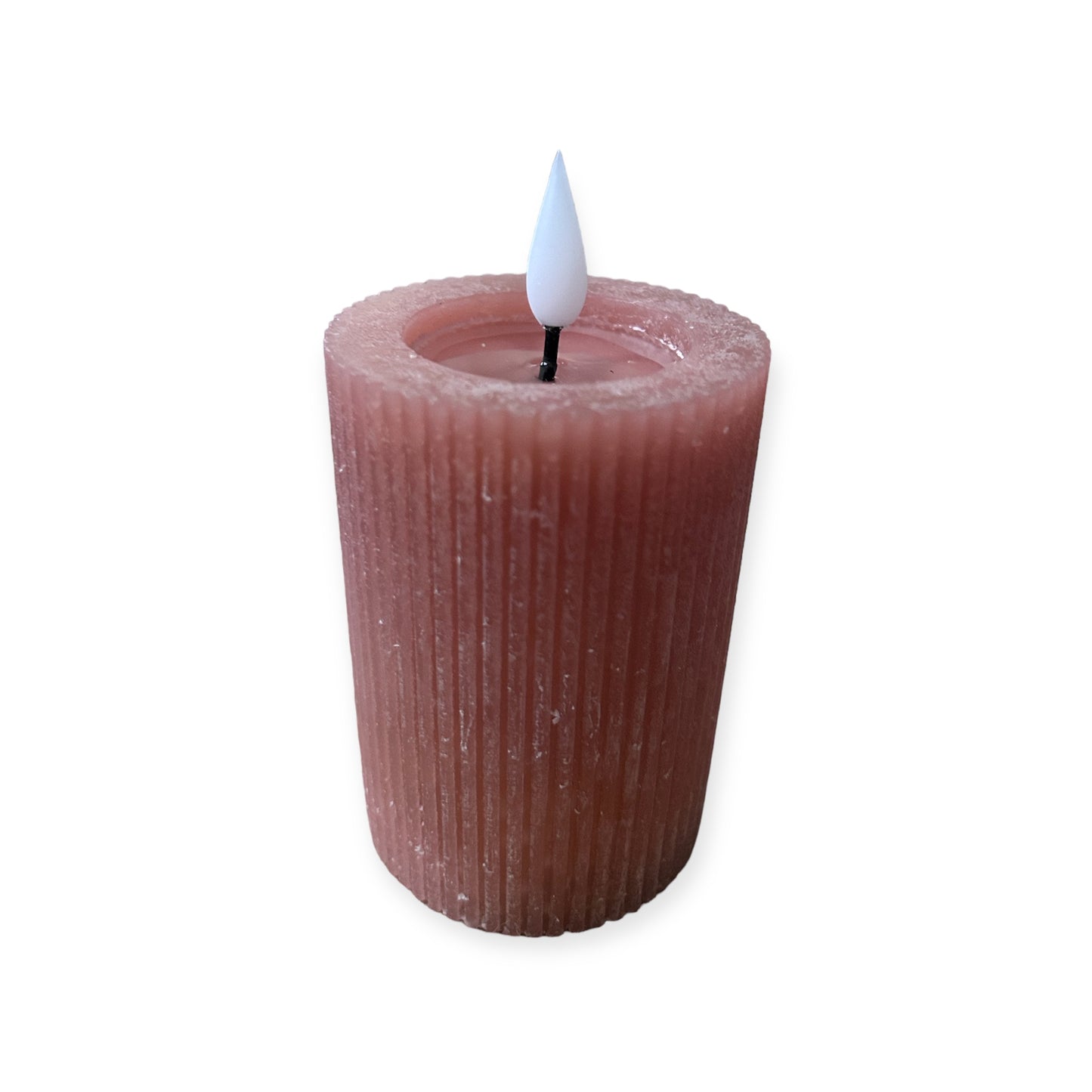 LED Stumpenkerze Gerippt Rosa – Ø7 cm – 2 Größen