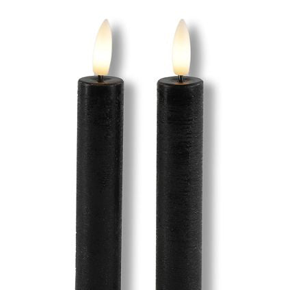 LED-Tafelkerzen Schwarz – 2er-Set – Ø2,2 x H24 cm