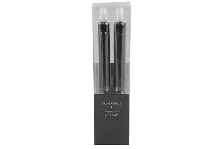 LED-Tafelkerzen Schwarz – 2er-Set – Ø2,2 x H24 cm