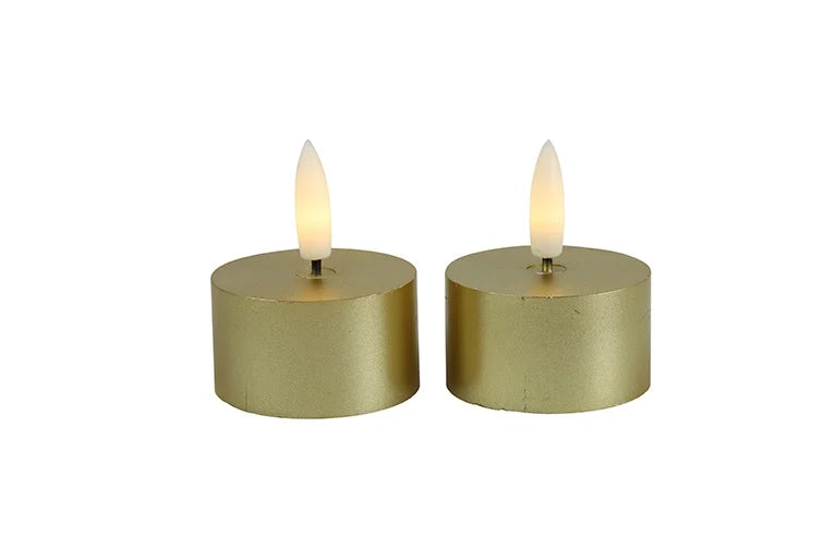 Gouden LED waxinelichtjes set van 2 – luxe theelichtjes met timerfunctie van Countryfield