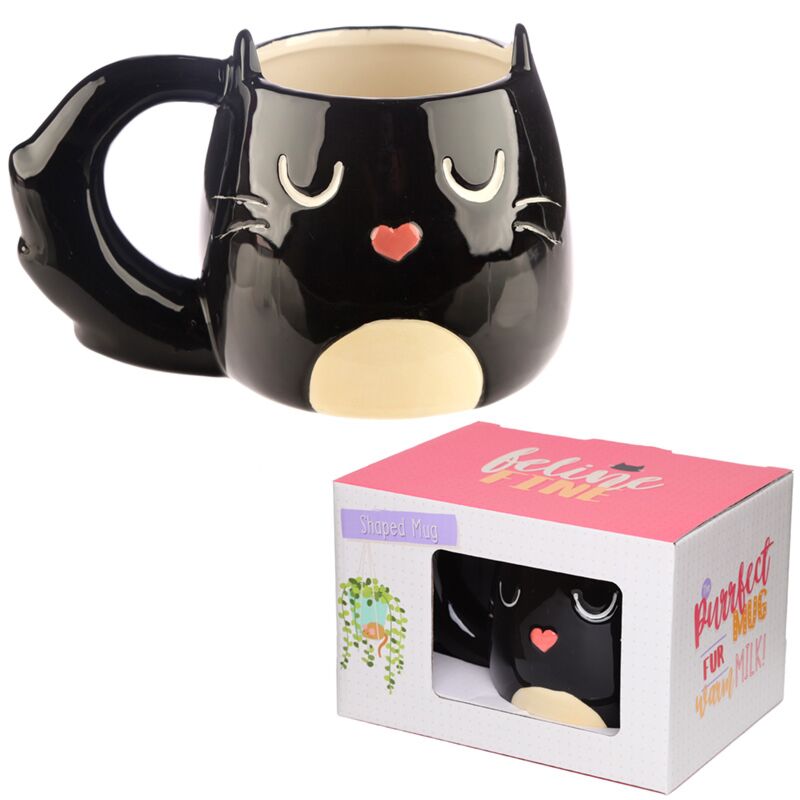 Cat Mug Black Heart – 400 ml Gift Mug