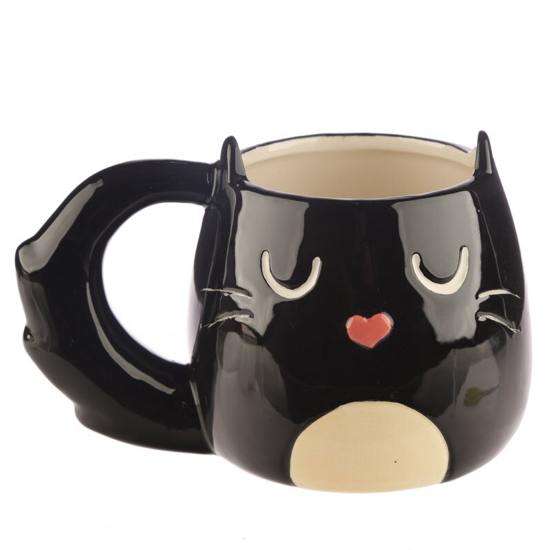 Cat Mug Black Heart – 400 ml Gift Mug