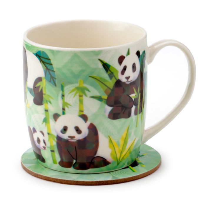 Panda Mok + Onderzetter – Porselein Set (300 ml)