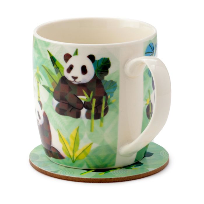 Panda Mok + Onderzetter – Porselein Set (300 ml)