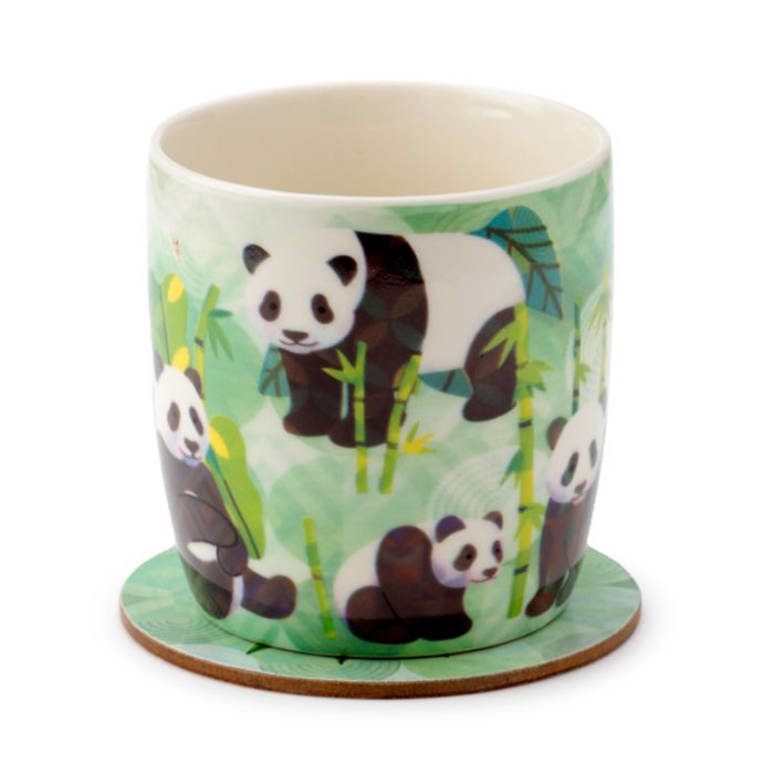 Panda Mok + Onderzetter – Porselein Set (300 ml)