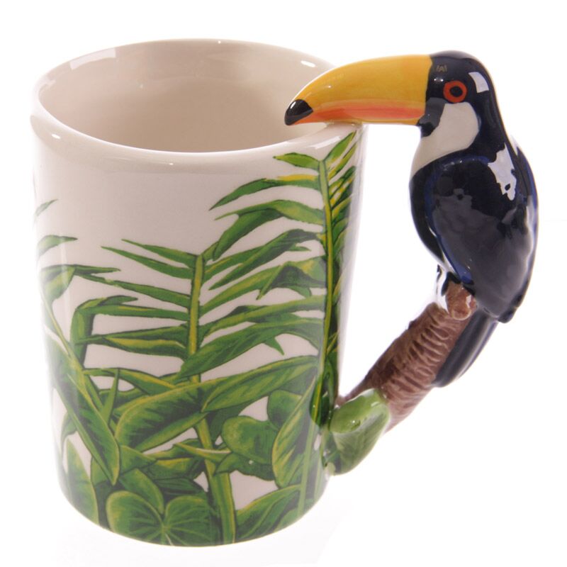 Tukan-Tasse mit Dschungel-Print – 3D-Henkel – 400 ml