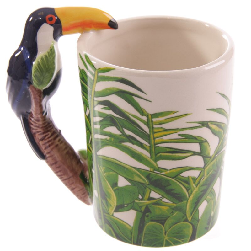 Tukan-Tasse mit Dschungel-Print – 3D-Henkel – 400 ml