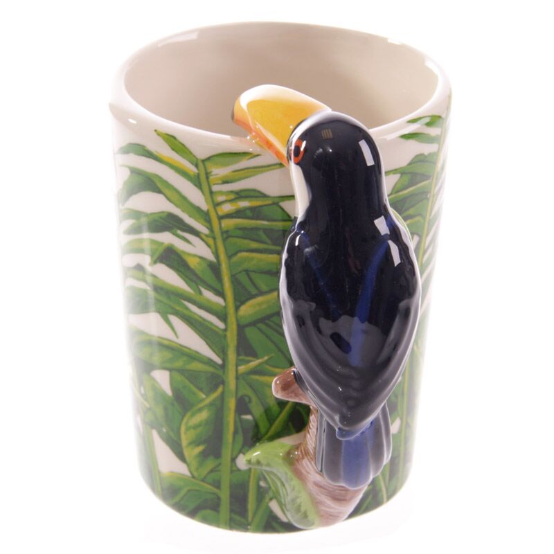 Tukan-Tasse mit Dschungel-Print – 3D-Henkel – 400 ml