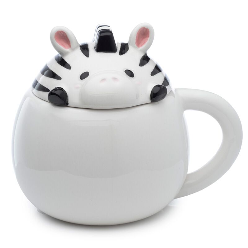 zebra mok met deksel keramiek 450ml
