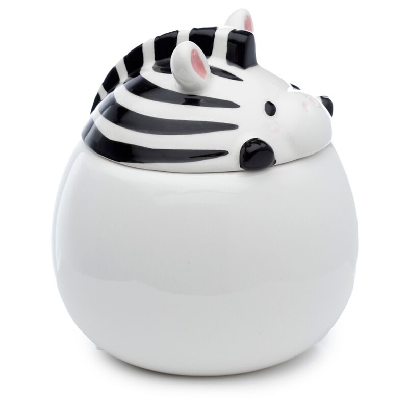 Zebra-Becher mit Deckel – Keramik 450 ml