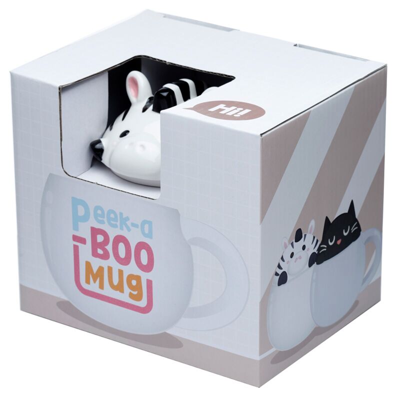 Zebra-Becher mit Deckel – Keramik 450 ml