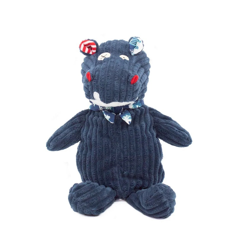 Süßes Nilpferd-Kuscheltier in Geschenkbox – Les Deglingos – Blau – 33 cm
