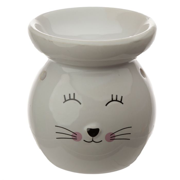 Witte keramische geurbrander in de vorm van een kat – decoratief en aromatisch