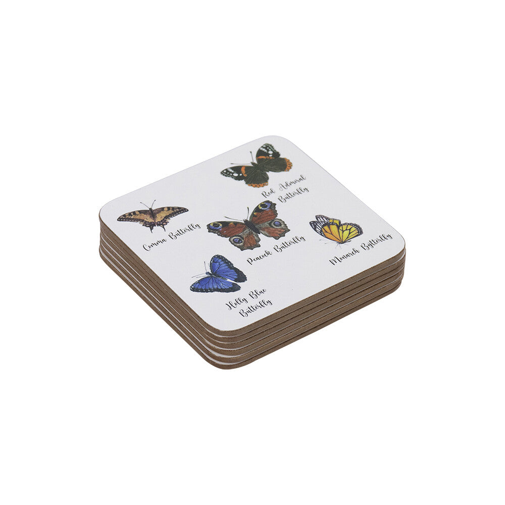 Set van 6 onderzetters met vlinders – Mars & More 10x10 cm