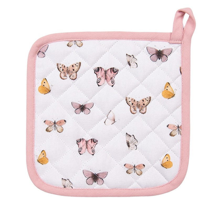 Pannenlap met vlindermotief van Clayre & Eef – 100% katoen 20x20 cm