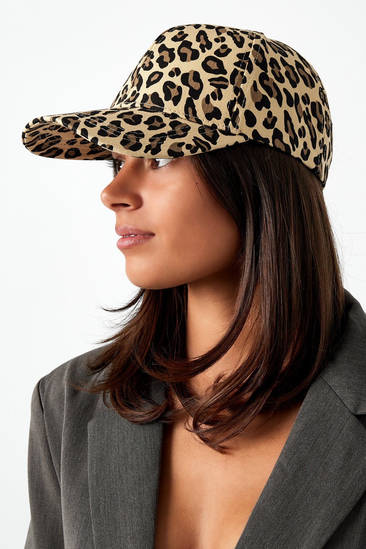 Baseball cap met panterprint in beige of bruin – Krokomingo