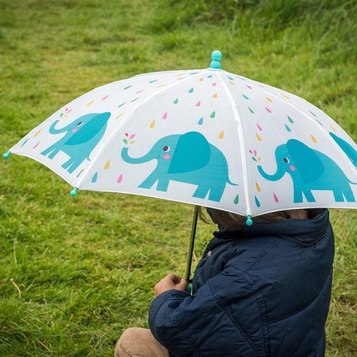Kinderparaplu met blauwe olifant Elvis – automatische opening, Ø 65 cm