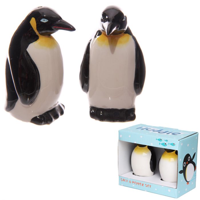 Peper- en zoutstel van pinguïns in keramiek met cadeauverpakking