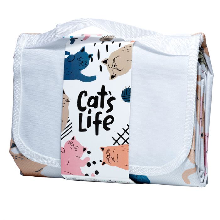 Picknickdeken "Cat's Life" – Kattenprint 158×140 cm