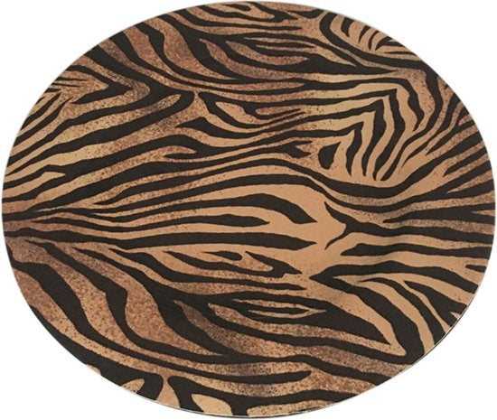 Tijgerprint Plateau – PU-leer Ø 33 cm Dutch Style