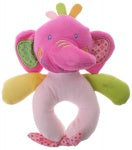 Zachte olifant rammelaar in paars en roze – 16 cm