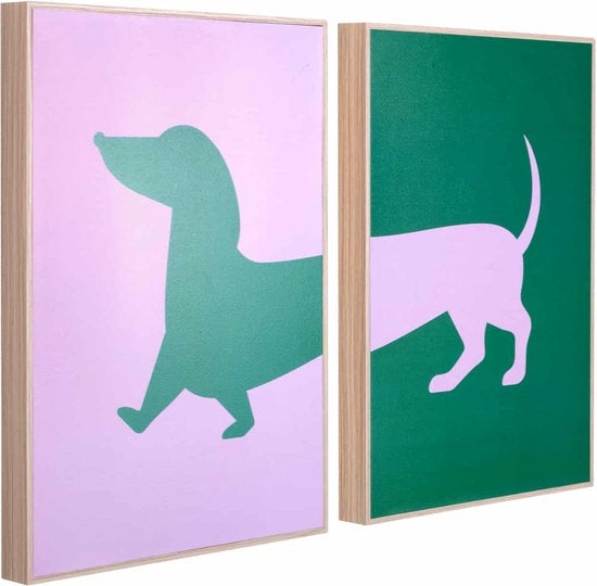 Dachshund Wall Decor Set – Purple & Green