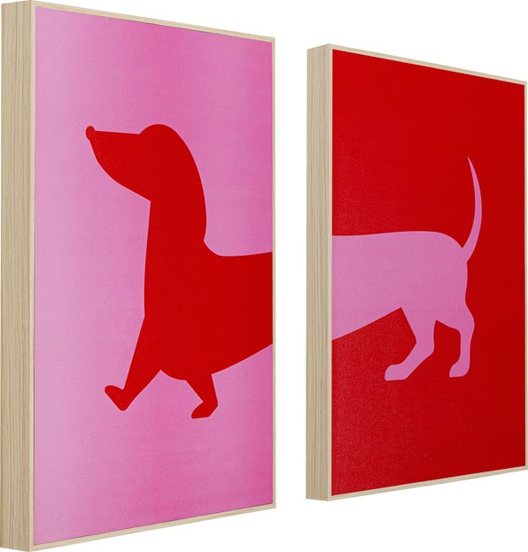 Dachshund Painting Set of 2 – Pink & Red