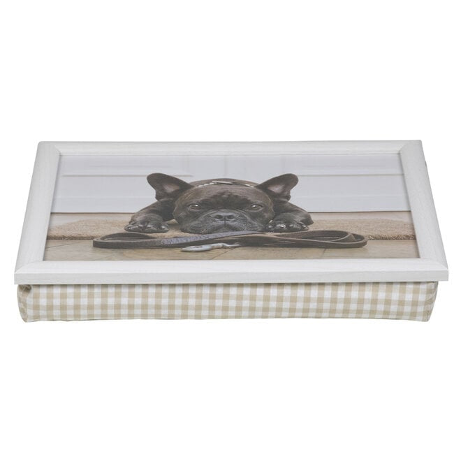 Schootkussen met Franse Bulldog print – comfortabel laptopkussen van MDF en katoen