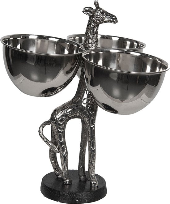 Serveerschaal Giraffe – Aluminium Zilverkleur (33×26×32 cm)