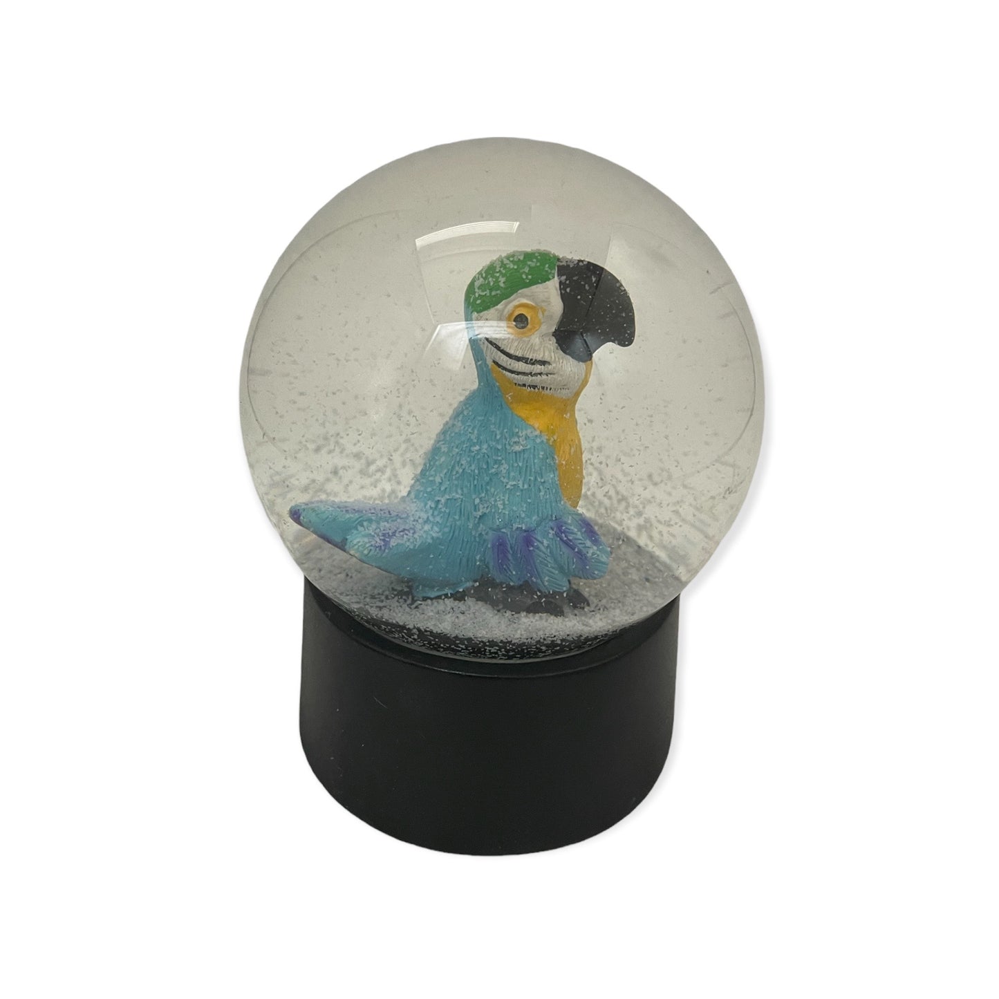 Sneeuwbol met blauwe papegaai – groot formaat decoratie van SID Collection