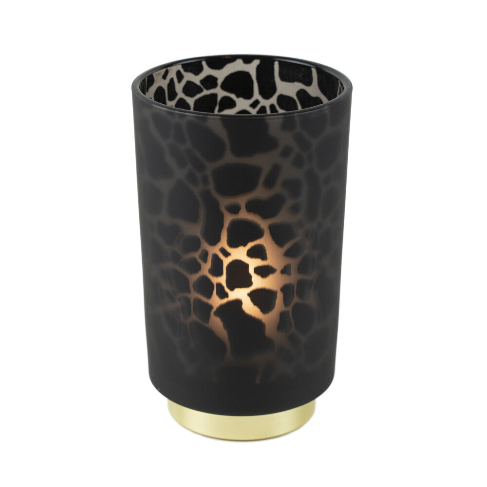 Zwarte Tafellamp Giraffeprint – Draadloos LED (15/20 cm)