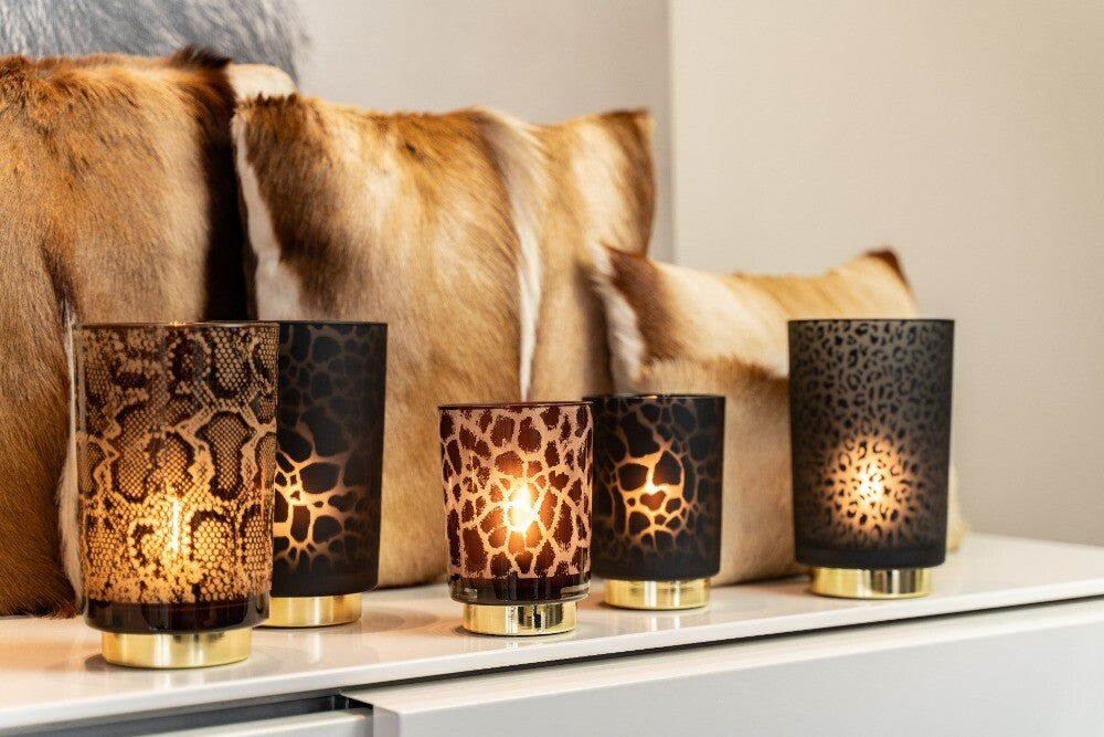 Zwarte Tafellamp Giraffeprint – Draadloos LED (15/20 cm)