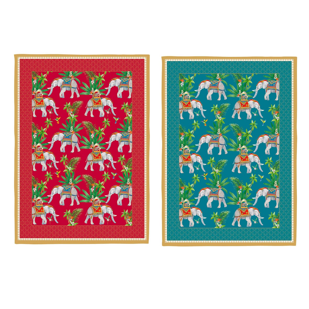 Geschirrtuch-Set – Elefanten Orientalisches Design – 50x70 cm
