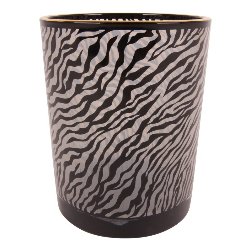 grote theelichthouder zebraprint glas zwart wit