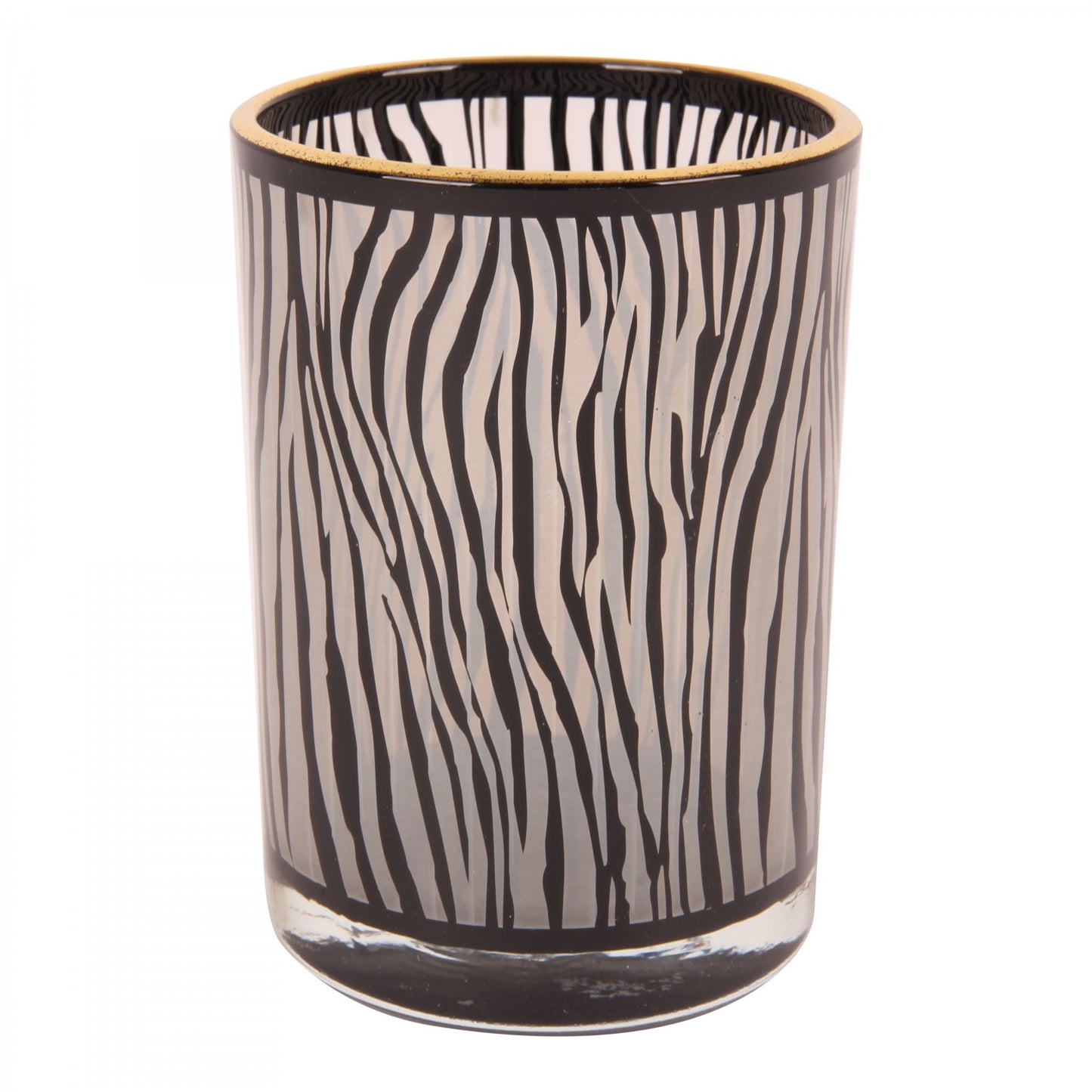 grote theelichthouder zebraprint glas zwart-wit