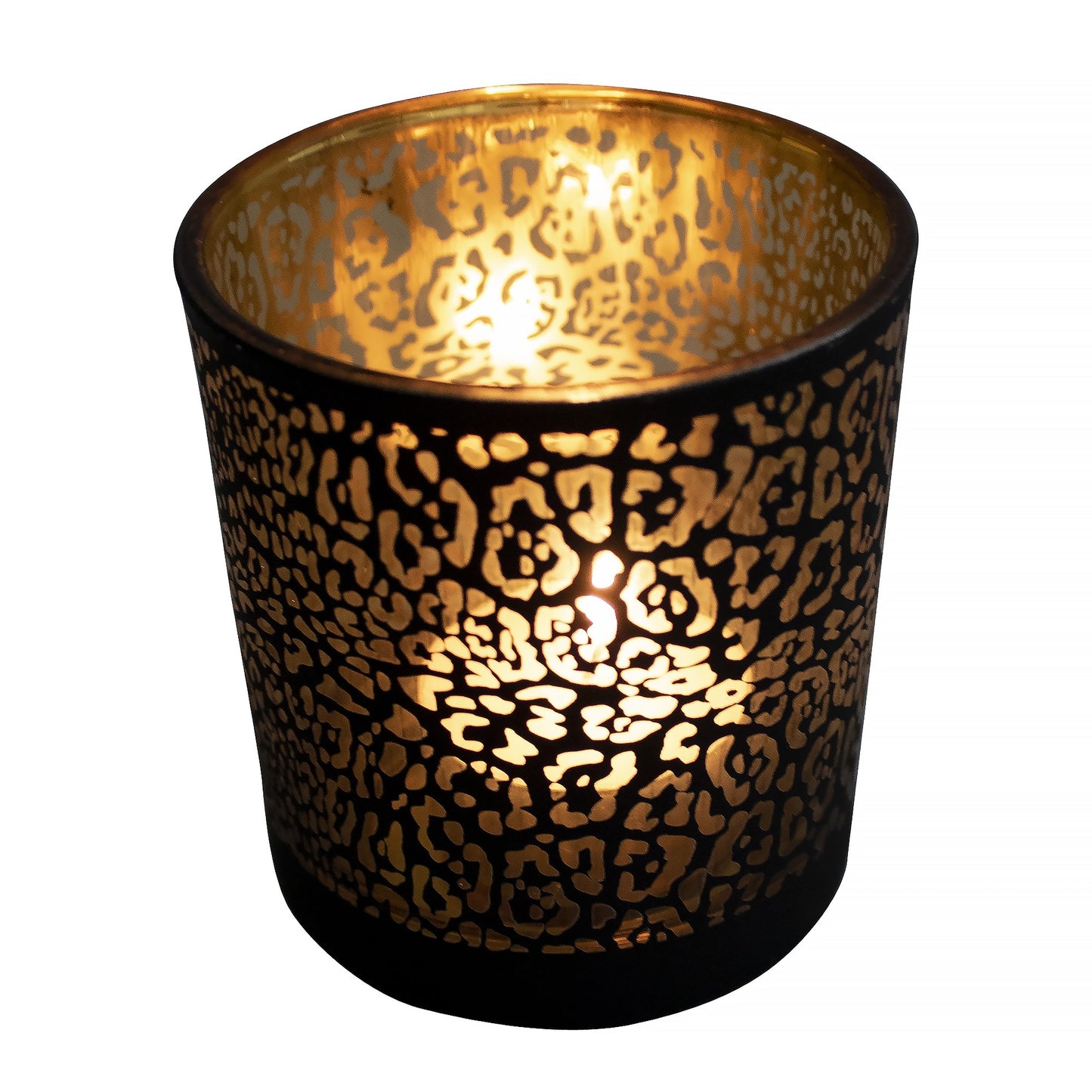 Set Theelichthouders Jaguarprint – Zwart & Goud