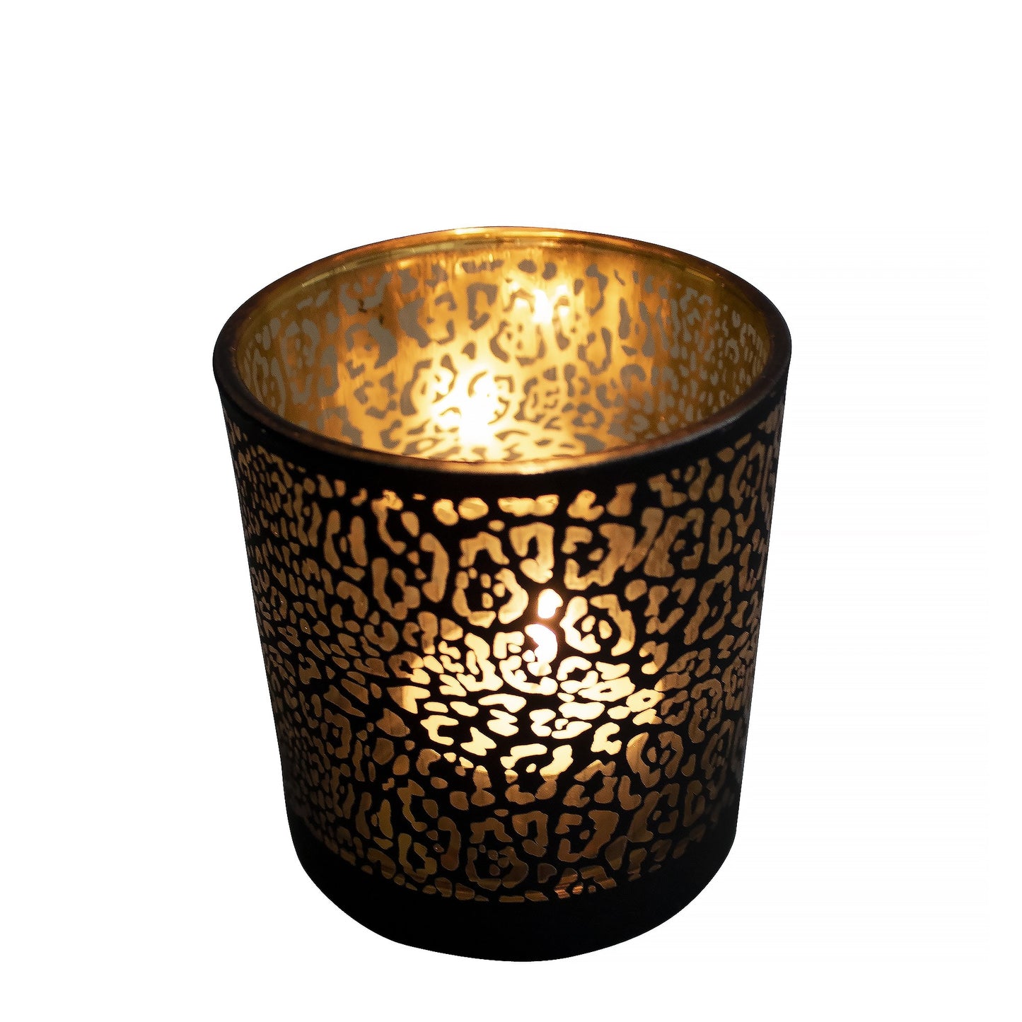Set Theelichthouders Jaguarprint – Zwart & Goud