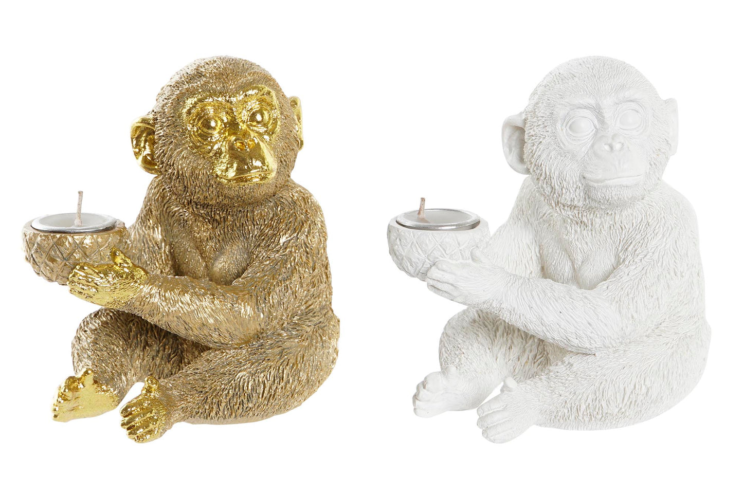 Theelichthouder aap in goud of wit – waxinelichthouder Krokomingo