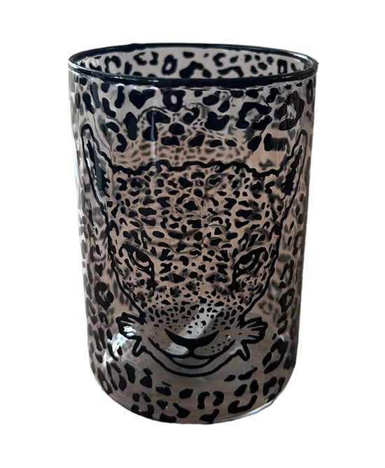 Epoxid-Teelichthalter mit Leopardenmuster – Gold oder Schwarz