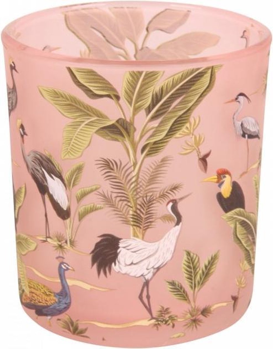 Theelichthouders Vogels – Roze Glas in 3 Varianten | Dutch Style