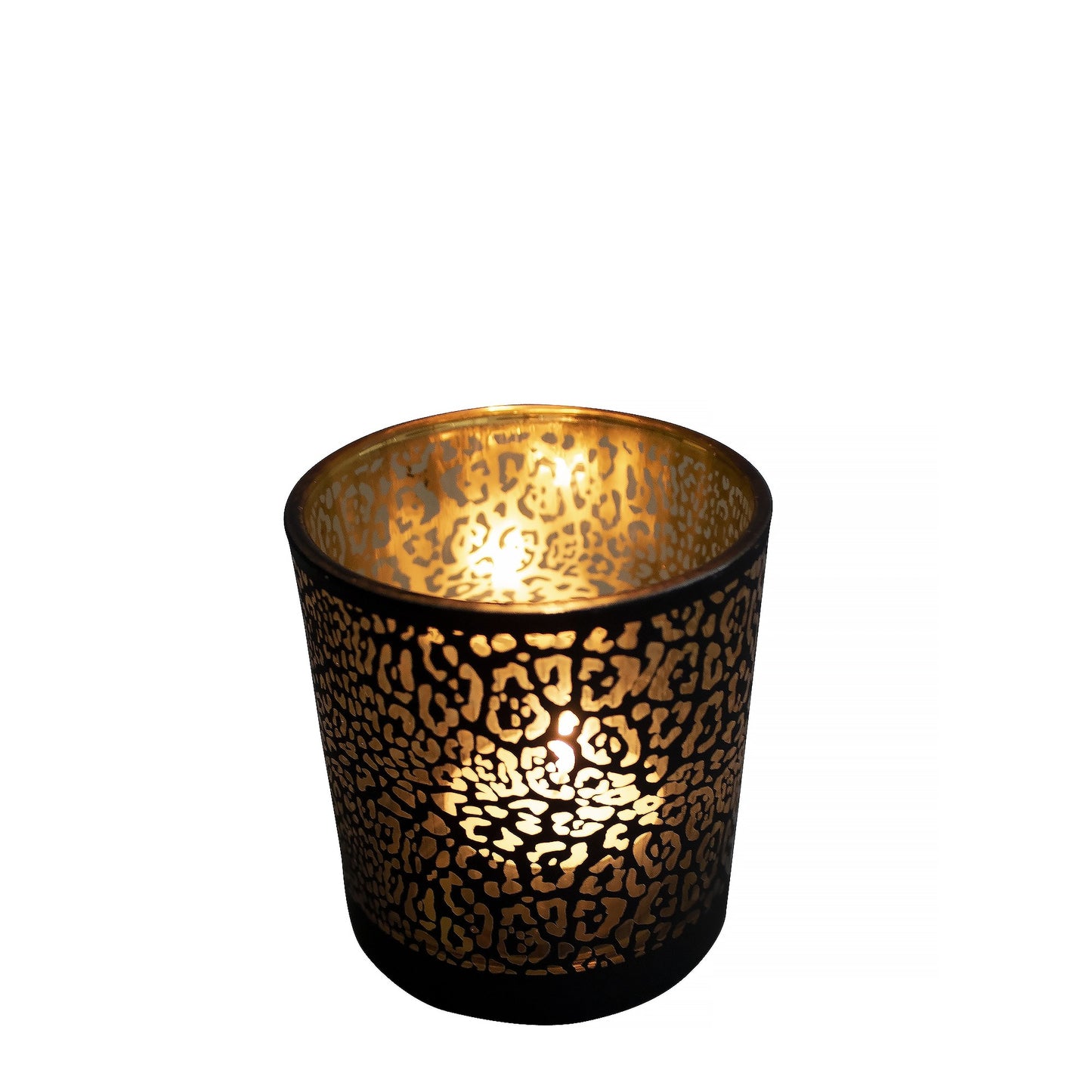Set Theelichthouders Jaguarprint – Zwart & Goud