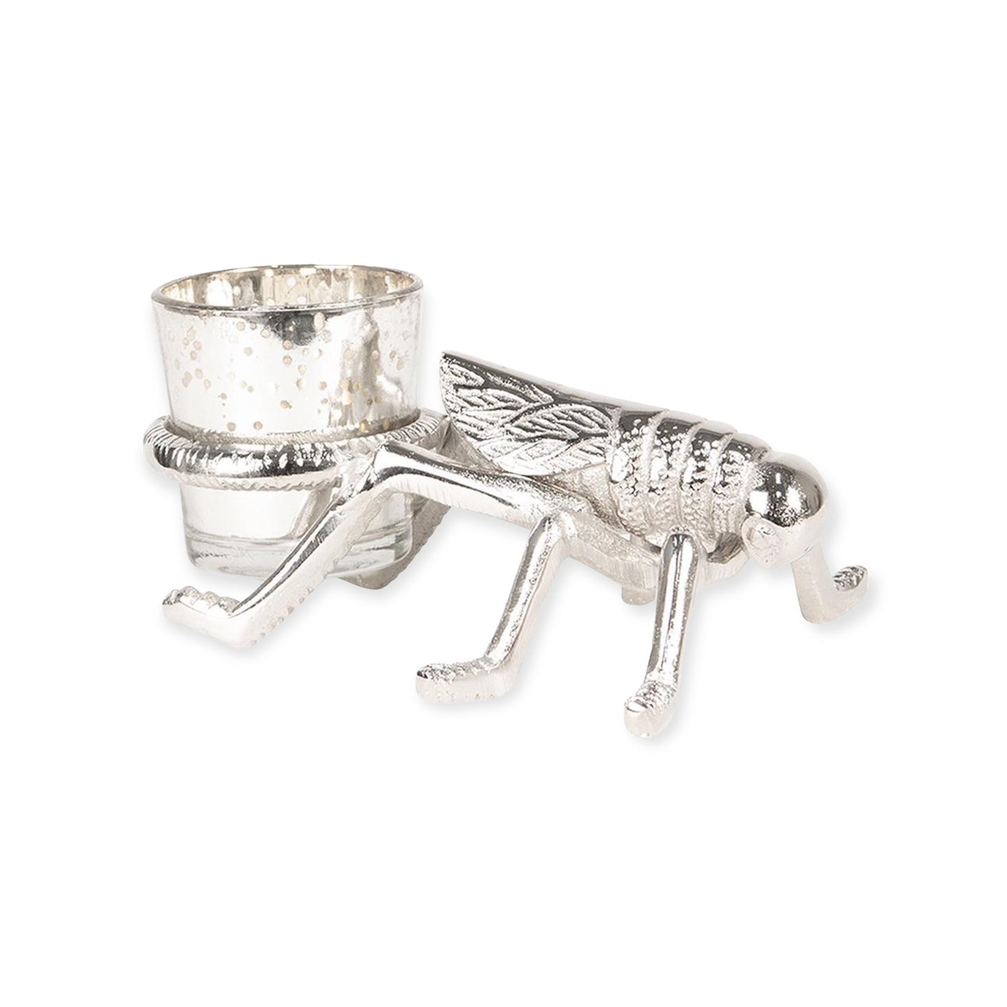 Zilveren insect theelichthouder van aluminium – luxe woondecoratie
