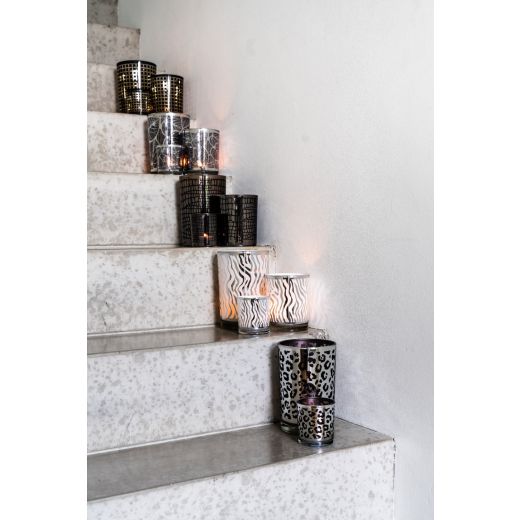 Zebra Glass Tea Light Holder - 2 sizes